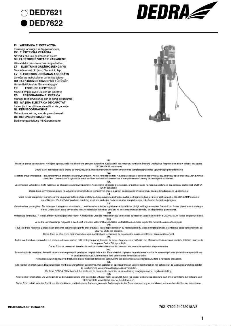 Page 1 de la notice Manuel utilisateur DEDRA DED7622