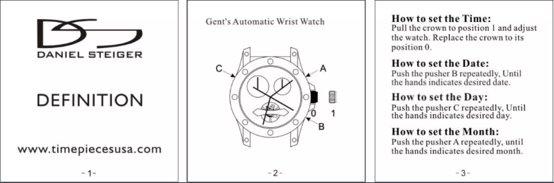 Page 1 de la notice Manuel utilisateur Daniel Steiger Definition