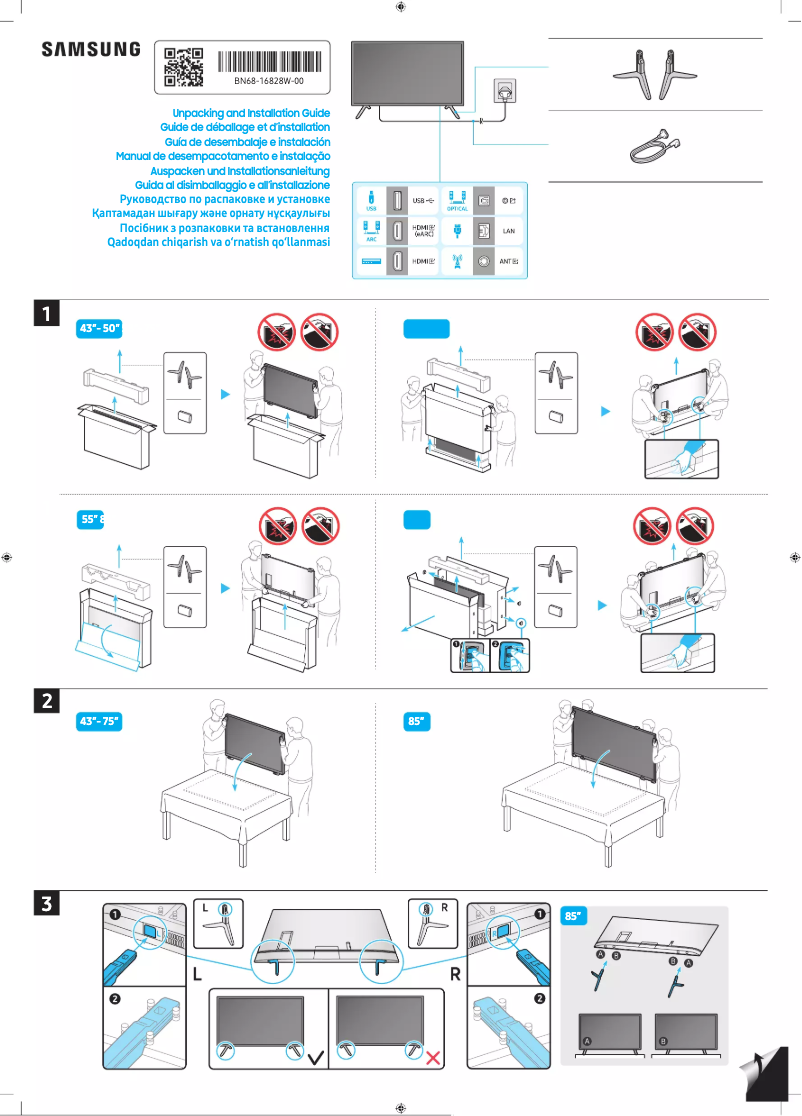 Page 1 de la notice Manuel utilisateur Samsung UA85CU7100K