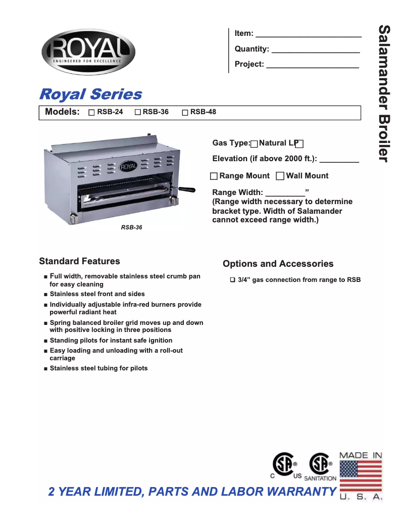 Page 1 de la notice Manuel utilisateur Royal Range RSB-36