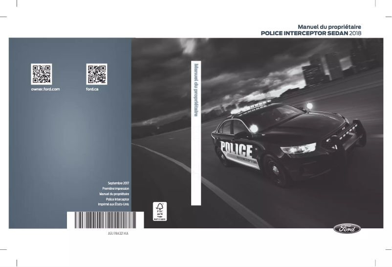 Page 1 de la notice Manuel utilisateur Ford Police Interceptor sedan (2018)