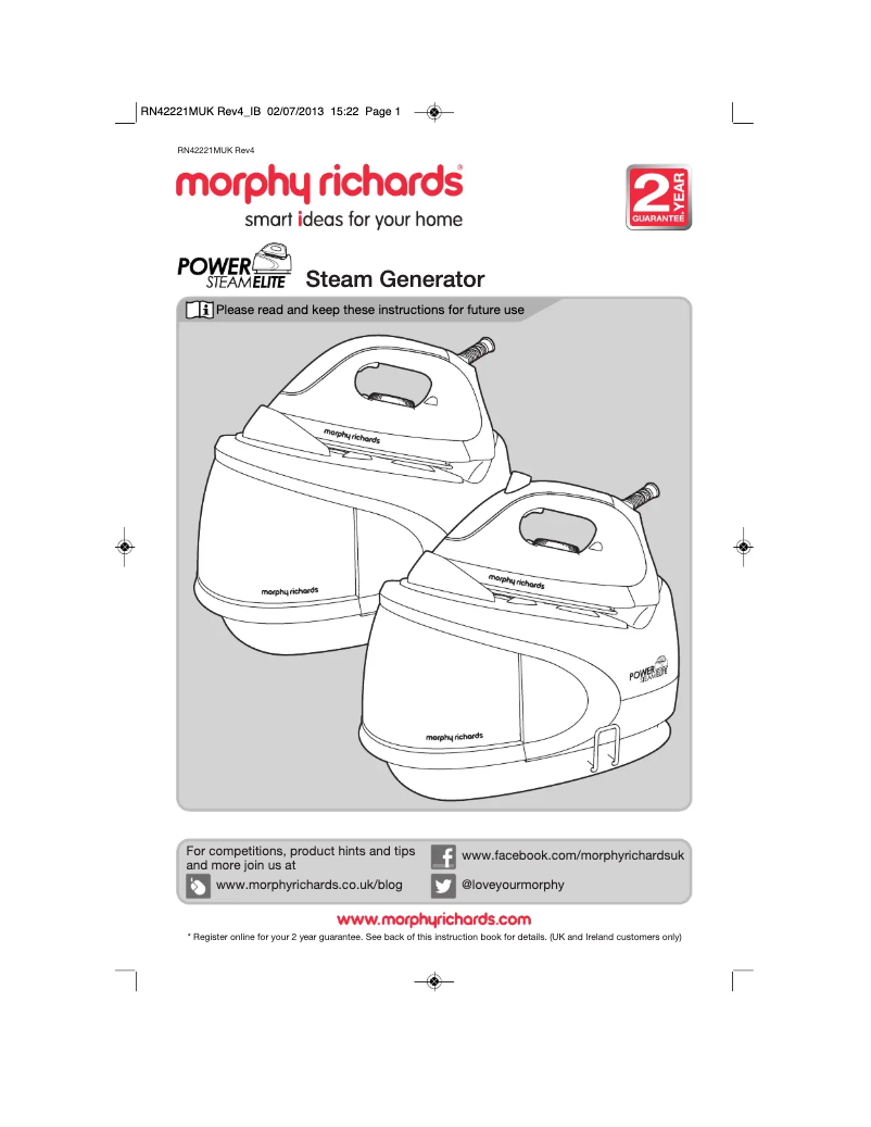 Página 1 del manual Manual de usuario Morphy Richards Steam Elite 330001