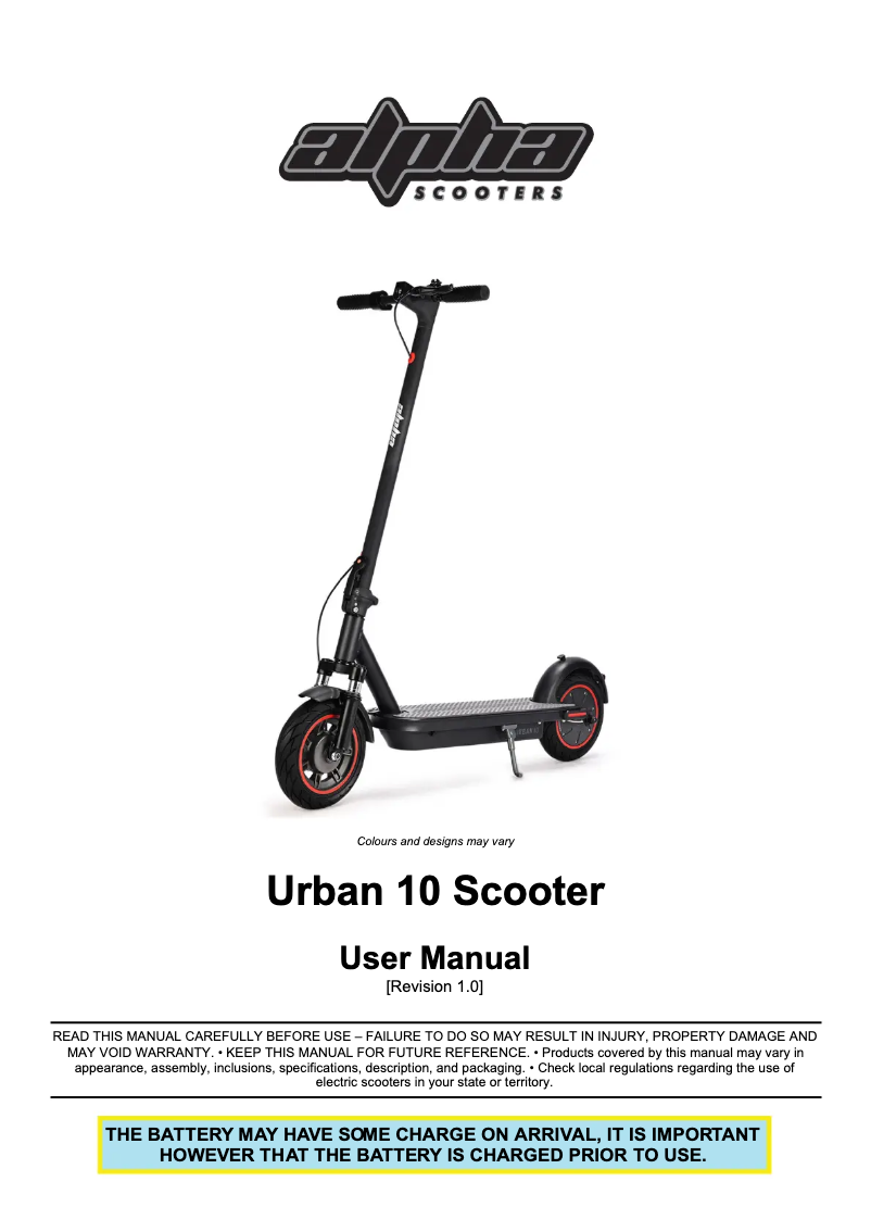 Image de la première page du manuel de l'appareil Urban 10