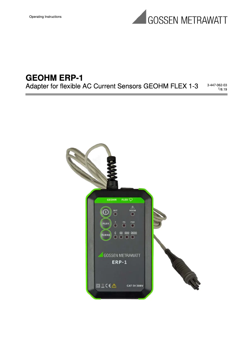 Image de la première page du manuel de l'appareil GEOHM ERP-1 Z592S