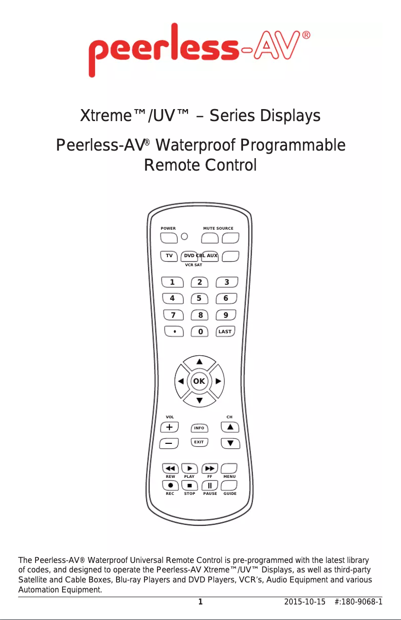 Page n°1 - Manuel utilisateur Peerless-AV CL-49PLC68-OB-EUK