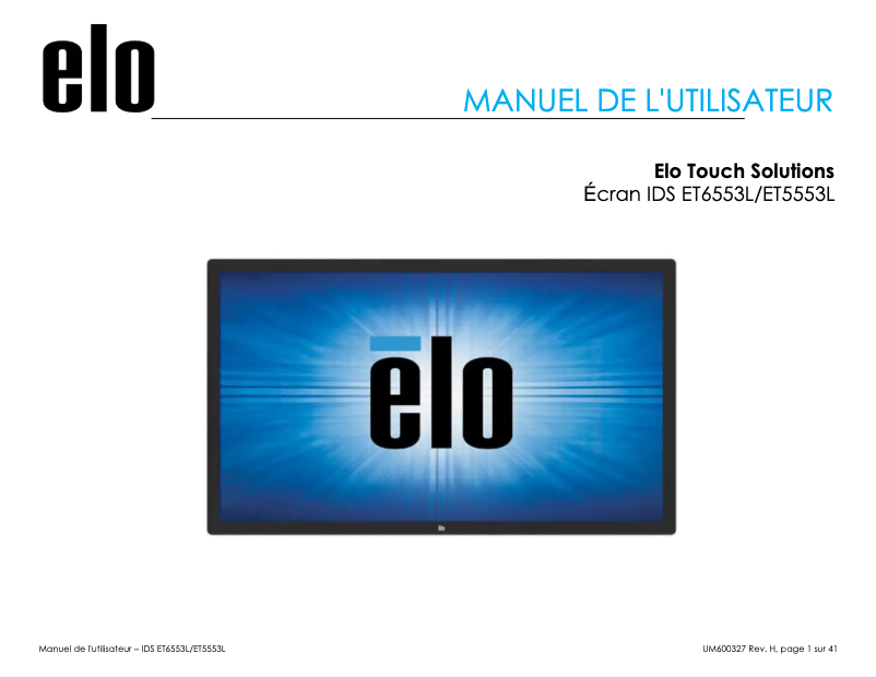 Page 1 de la notice Manuel utilisateur Elo 5553L