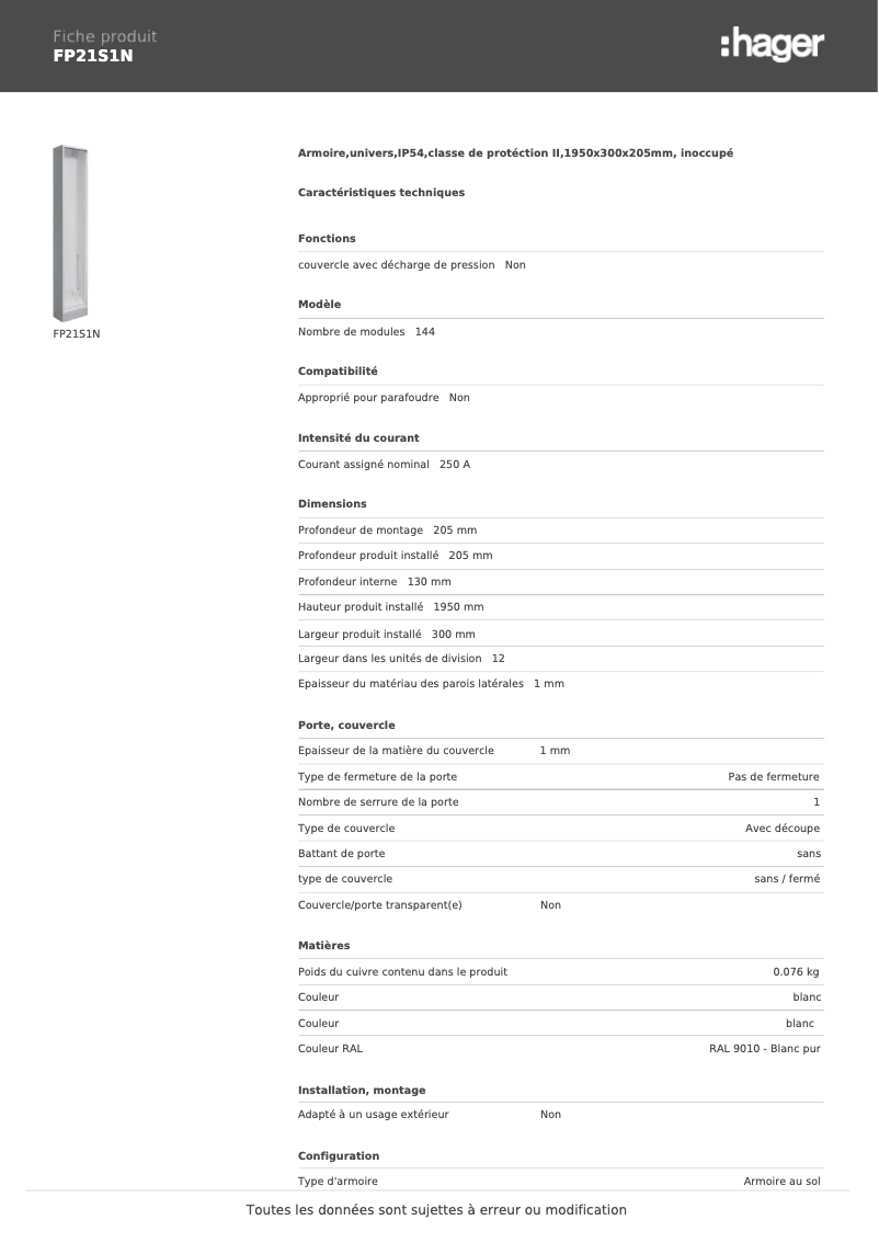 Image de la première page du manuel de l'appareil FP21S1N