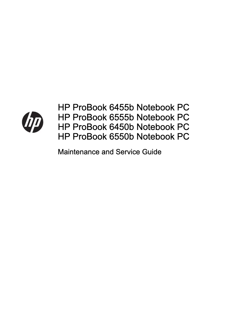 Page 1 de la notice Manuel d'utilisation et d'entretien HP ProBook 6450b