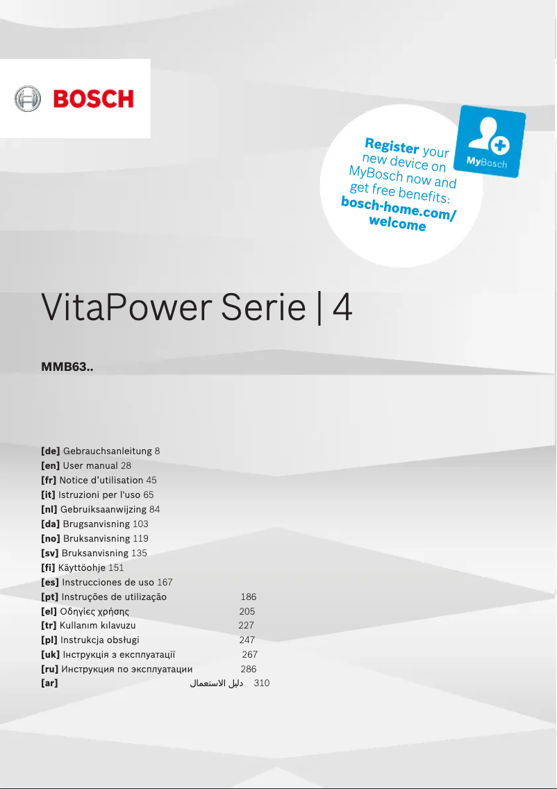 Page 1 de la notice Manuel utilisateur Bosch MMB6384M