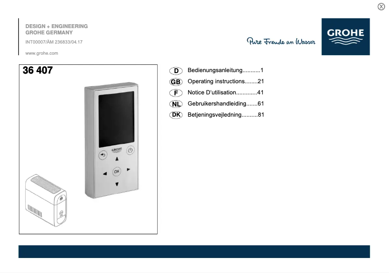 Page n°1 - Manuel utilisateur Grohe 36 407