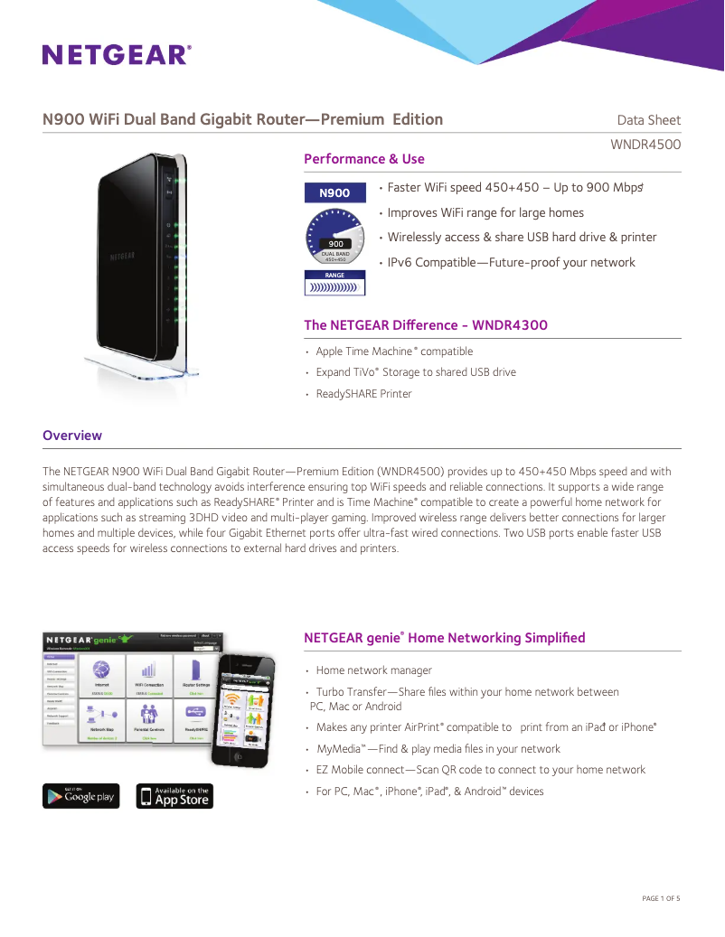 Page n°1 - Fiche technique Netgear WNDR4500v3