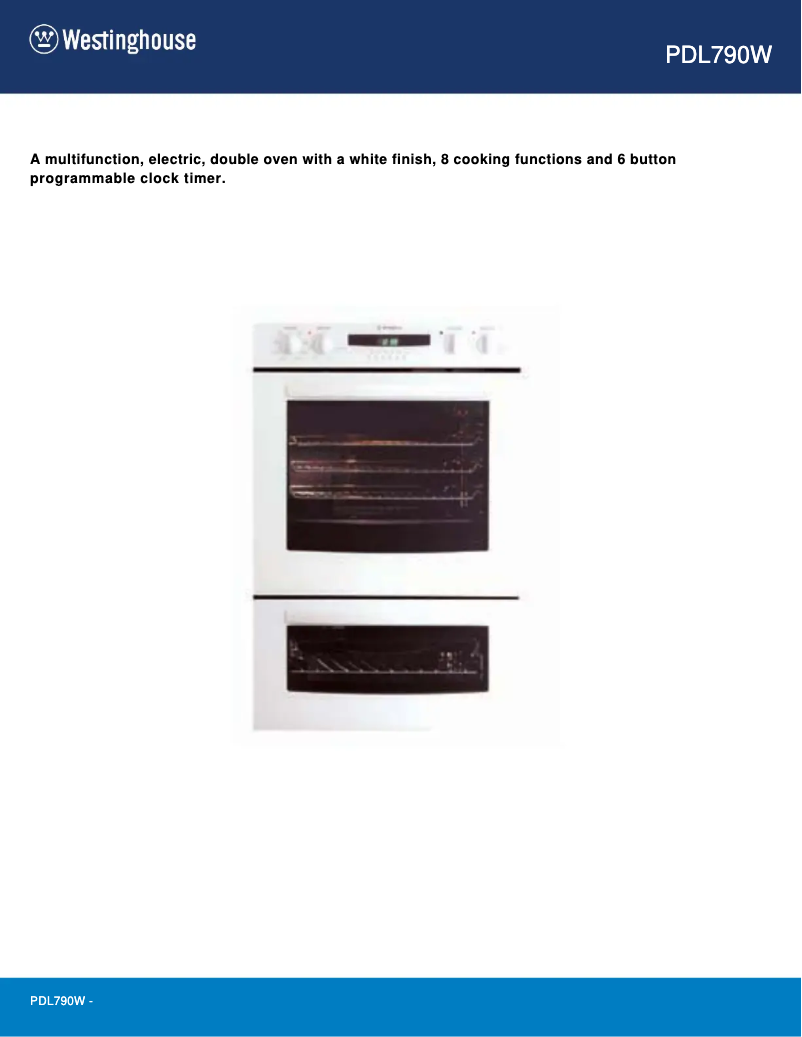 Page n°1 - Fiche technique Westinghouse PDL790W