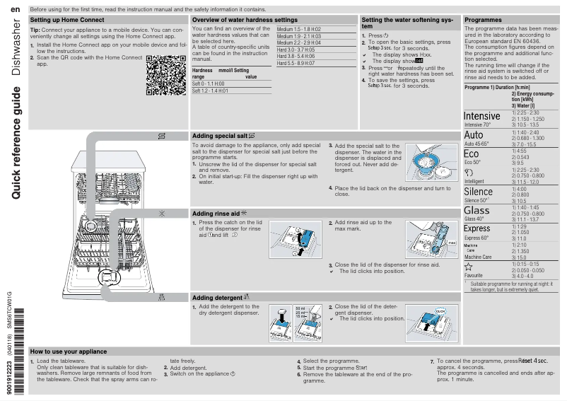 Image de la première page du manuel de l'appareil SMS6TCW01G