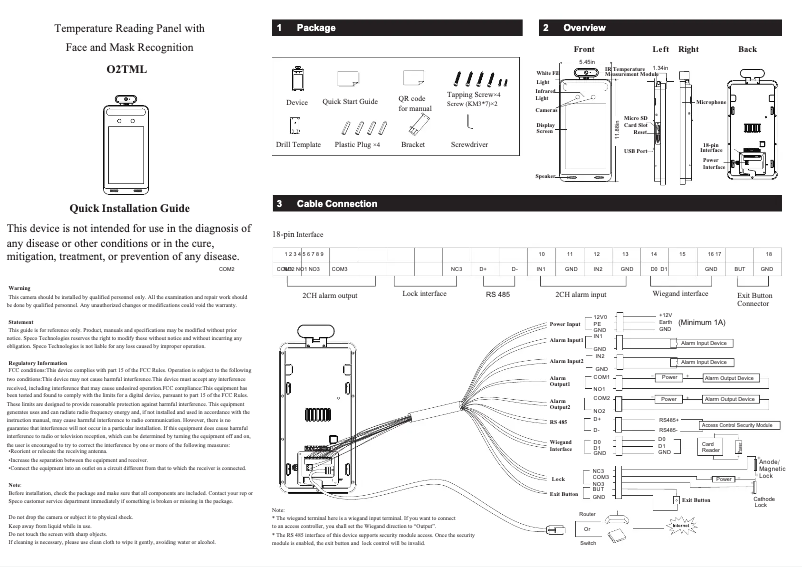 Page 1 de la notice Guide d'installation Speco Technologies O2TML