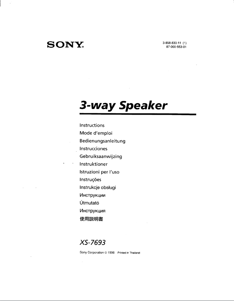 Page 1 de la notice Manuel utilisateur Sony XS-7693