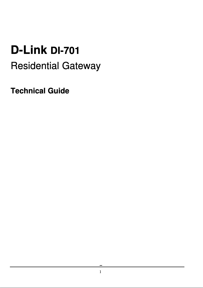 Page n°1 - Manuel utilisateur D-Link DI-701