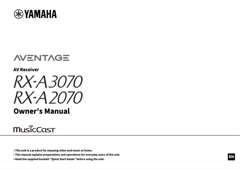 Image de la première page du manuel de l'appareil Aventage RX-A3070