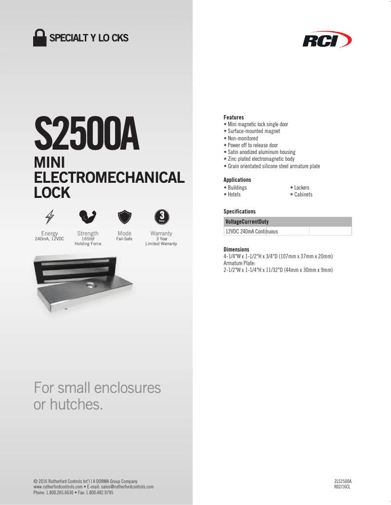 Image de la première page du manuel de l'appareil RCI S2500A