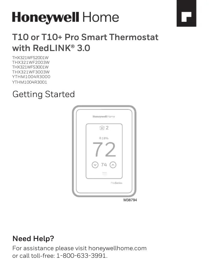 Page 1 de la notice Manuel utilisateur Honeywell THX321WFS2001W/U