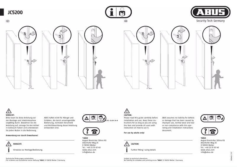 Page n°1 - Manuel utilisateur Abus JC5200