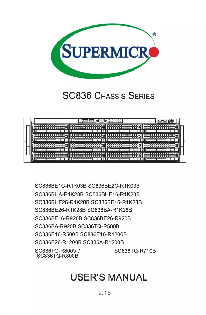 Page 1 de la notice Manuel utilisateur Supermicro SuperChassis SC836