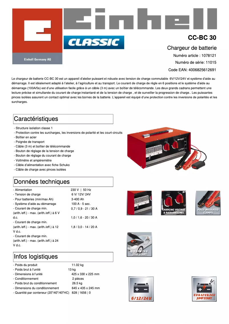 Image de la première page du manuel de l'appareil CC-BC 30/1