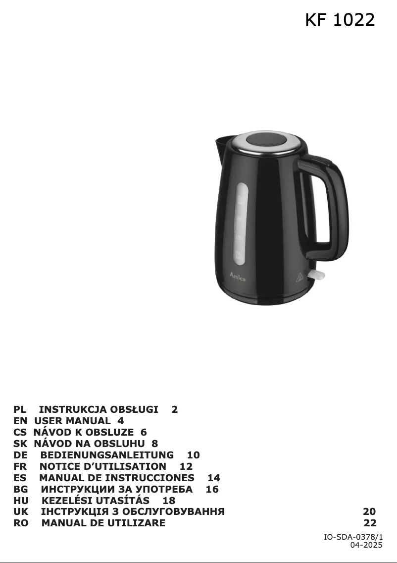 Page n°1 - Manuel utilisateur Amica KF 1022