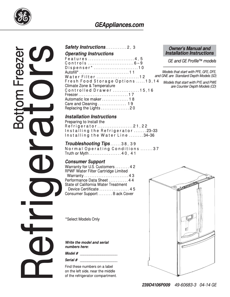 Image de la première page du manuel de l'appareil GFE27GGDBB