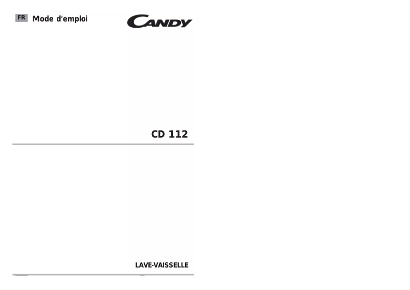 Page n°1 - Manuel utilisateur Candy CD 112-41S