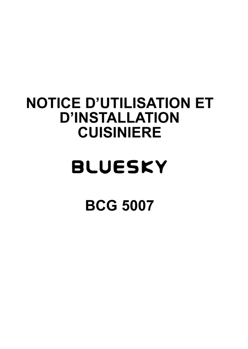 Page 1 de la notice Manuel utilisateur Bluesky BCG 5007