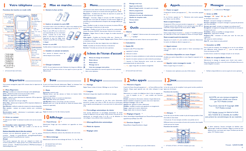 Page n°1 - Manuel utilisateur Alcatel OT-S211