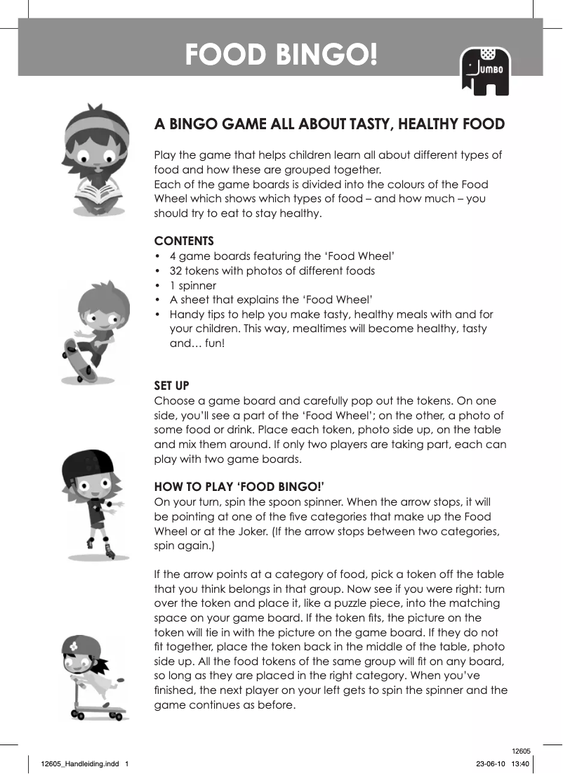 Page 1 de la notice Manuel utilisateur Jumbo Food Bingo