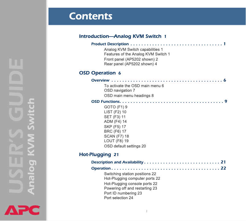 Page n°1 - Manuel utilisateur APC AP5201