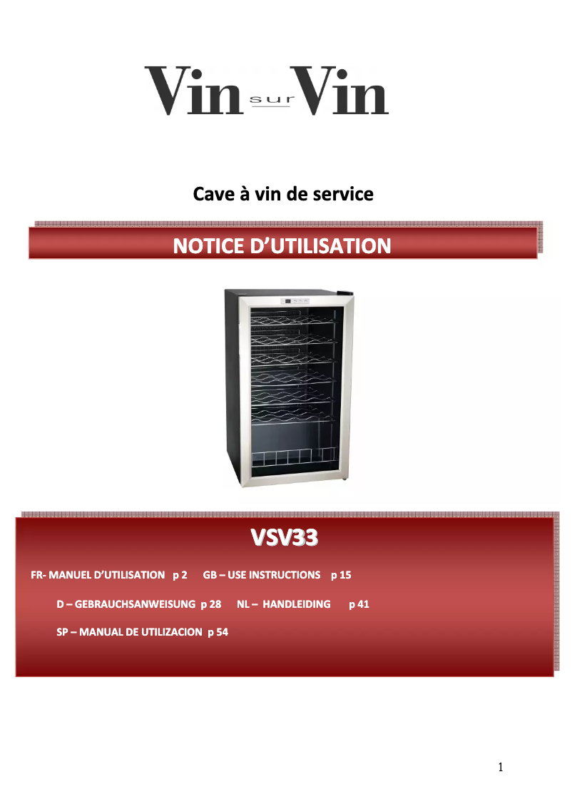 Page 1 de la notice Manuel utilisateur Climadiff VSV33