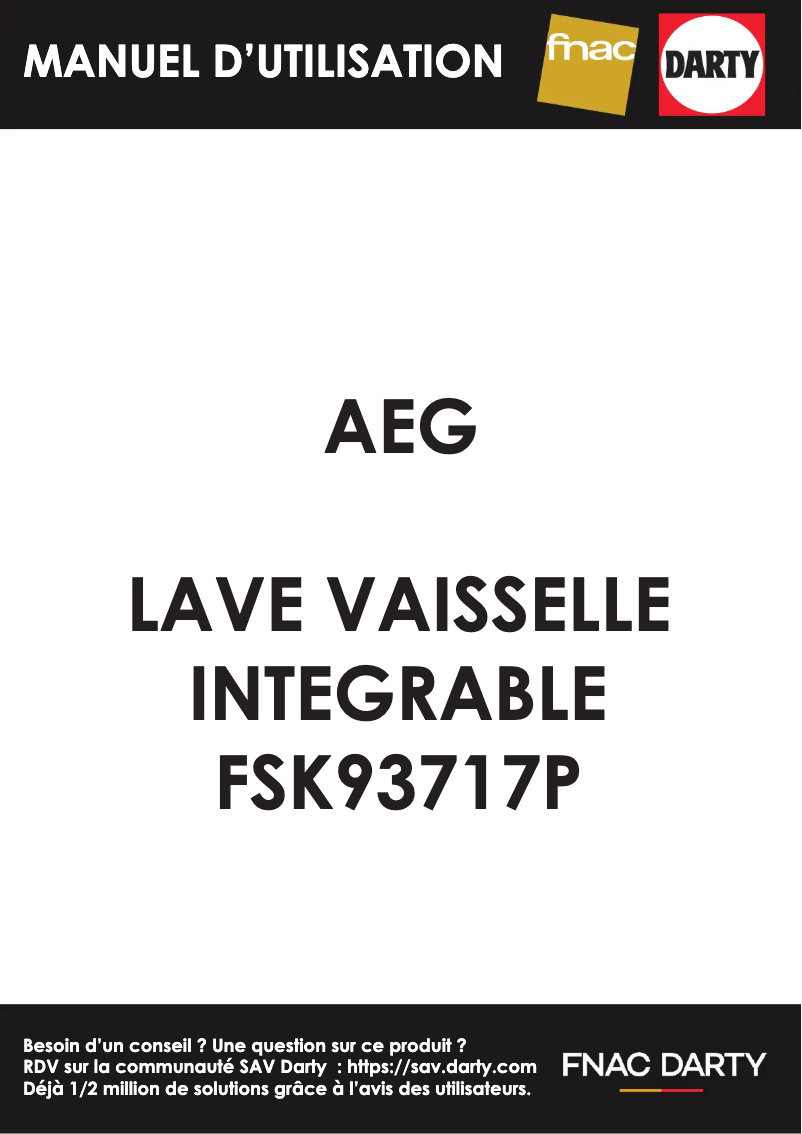 Page 1 de la notice Manuel utilisateur AEG FSK93717P
