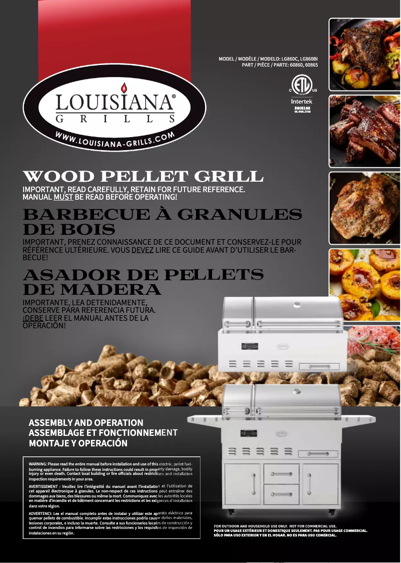 Page 1 de la notice Manuel utilisateur Louisiana Grills 60860