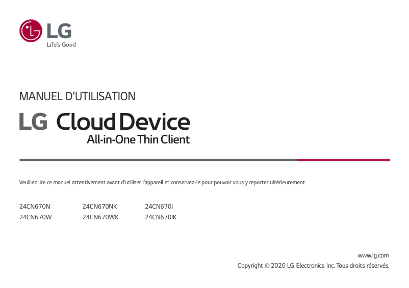 Image de la première page du manuel de l'appareil 24CN670NK6N