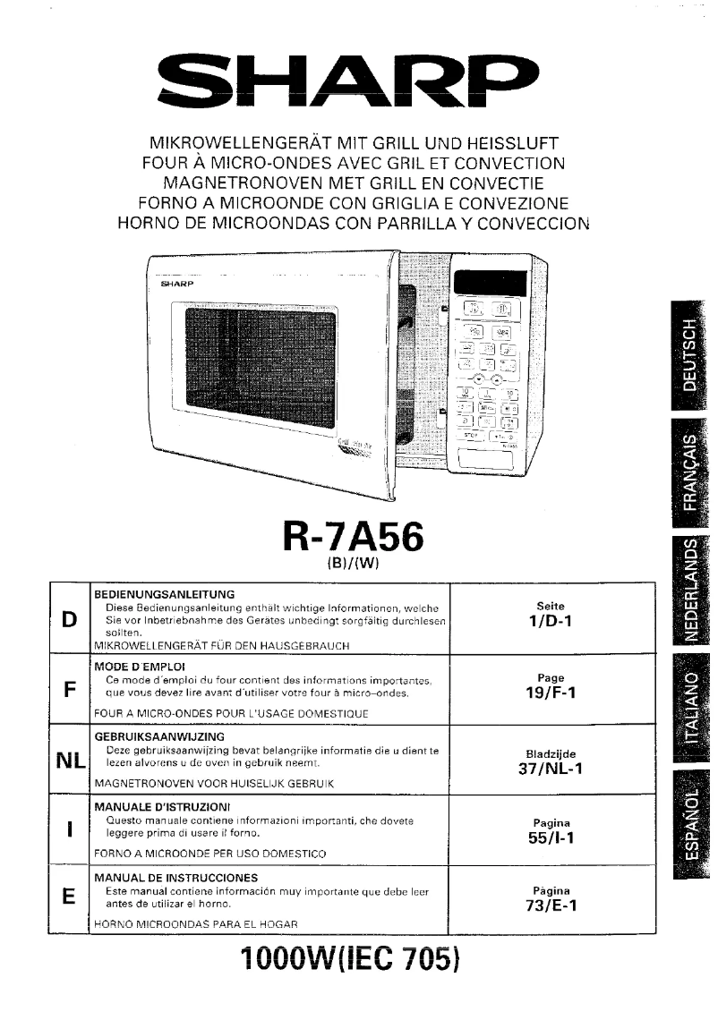 Page 1 de la notice Manuel utilisateur Sharp R-7A56
