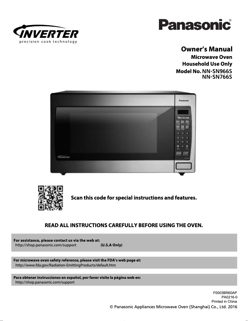 Page n°1 - Manuel utilisateur Panasonic Inverter NN-SN966S