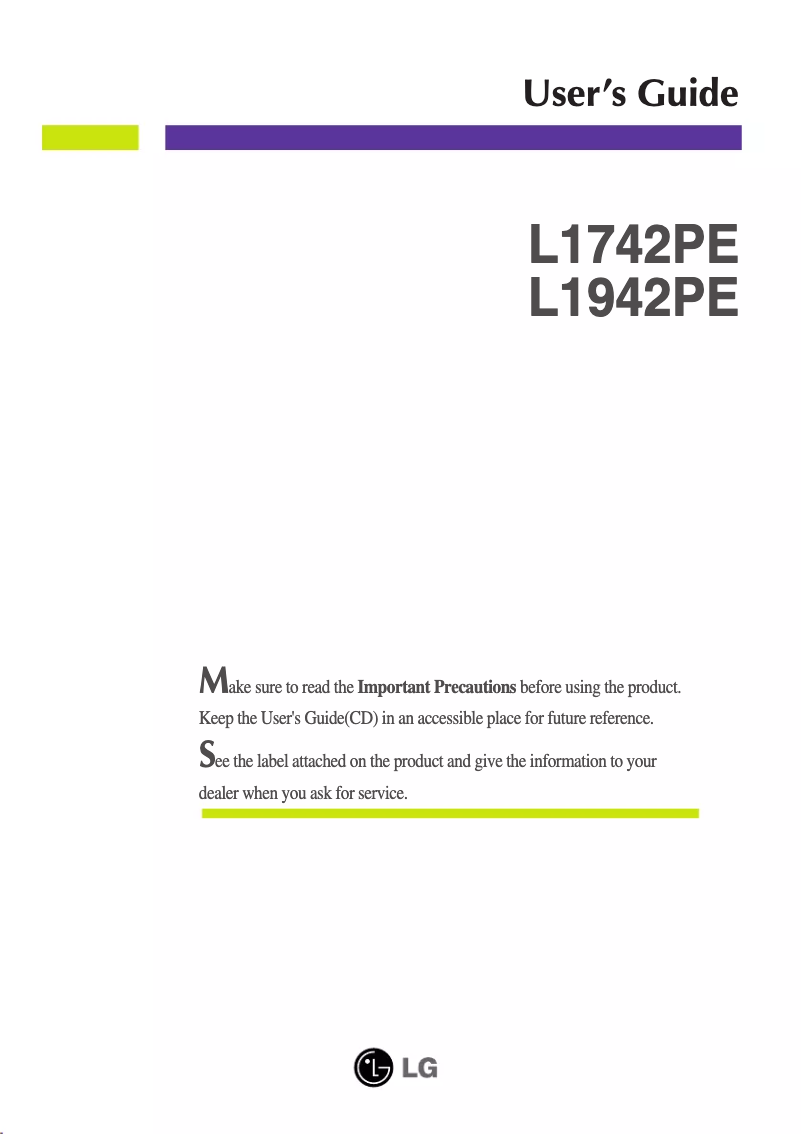 Page n°1 - Manuel utilisateur LG L1942PE