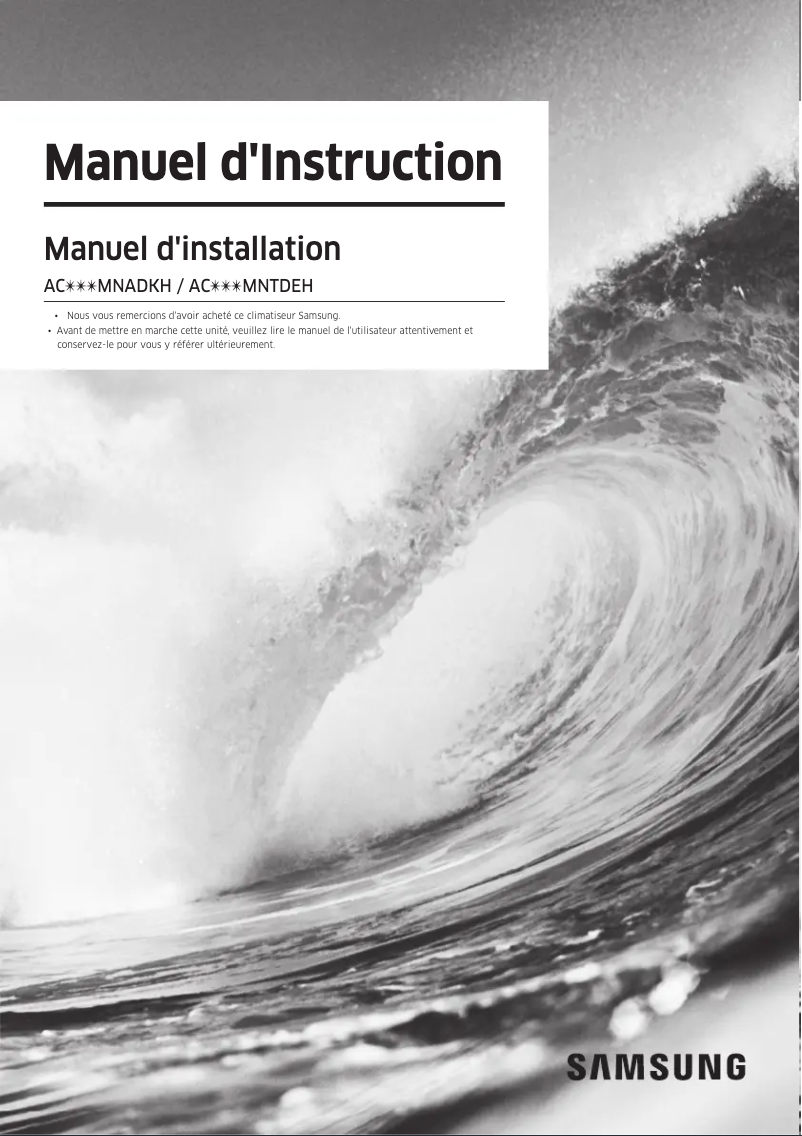 Page n°1 - Guide d'installation Samsung AC071MNADKH/EU