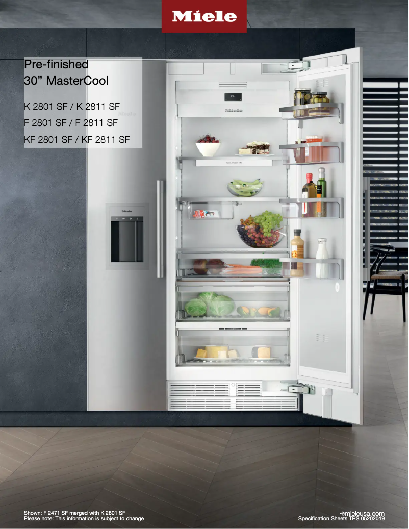 Page 1 de la notice Fiche technique Miele KF 2801 SF