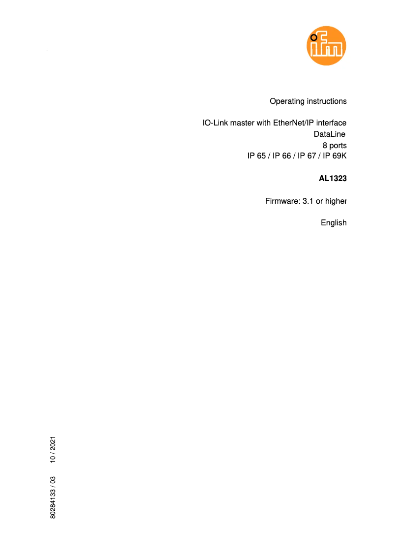 Page 1 de la notice Manuel utilisateur IFM AL1323