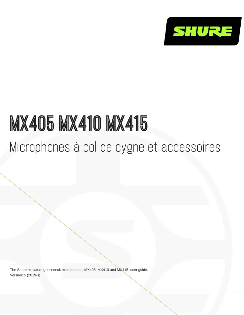 Page 1 de la notice Manuel utilisateur Shure MX405