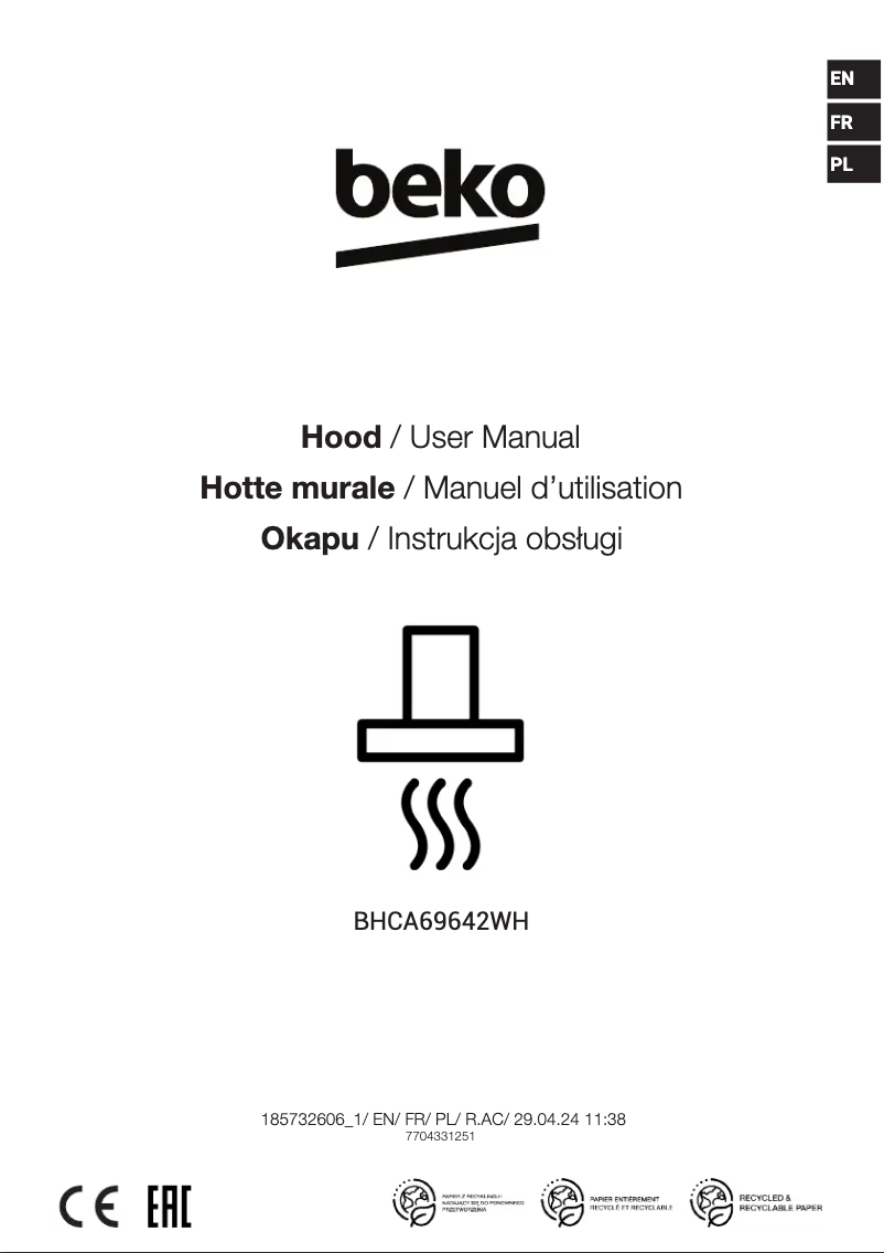 Page n°1 - Manuel utilisateur Beko BHCA69642WH