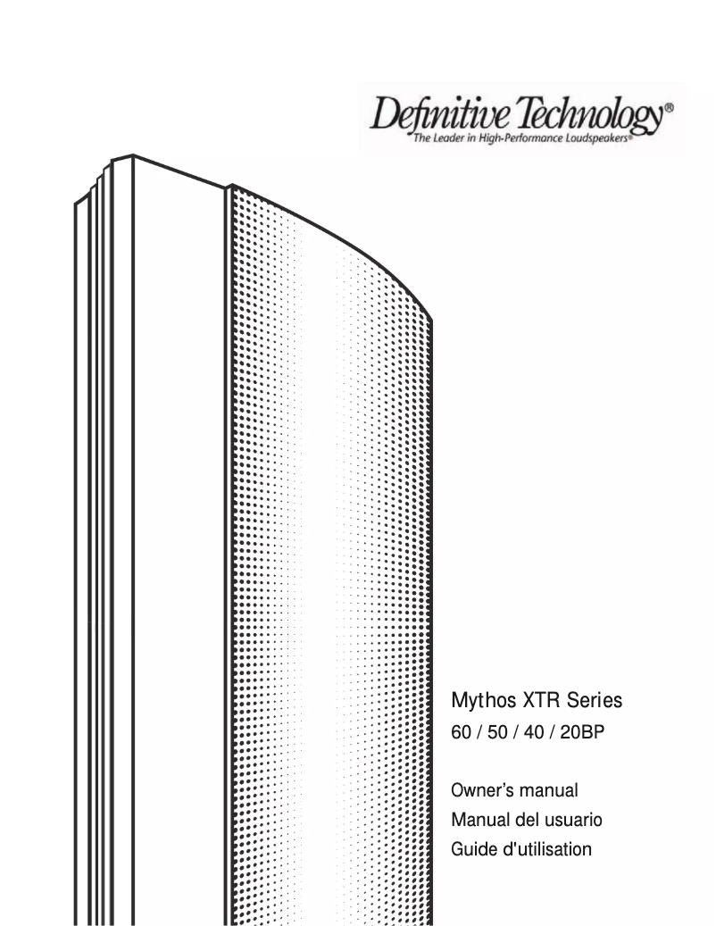 Page 1 de la notice Manuel utilisateur Definitive Technology Mythos XTR-60