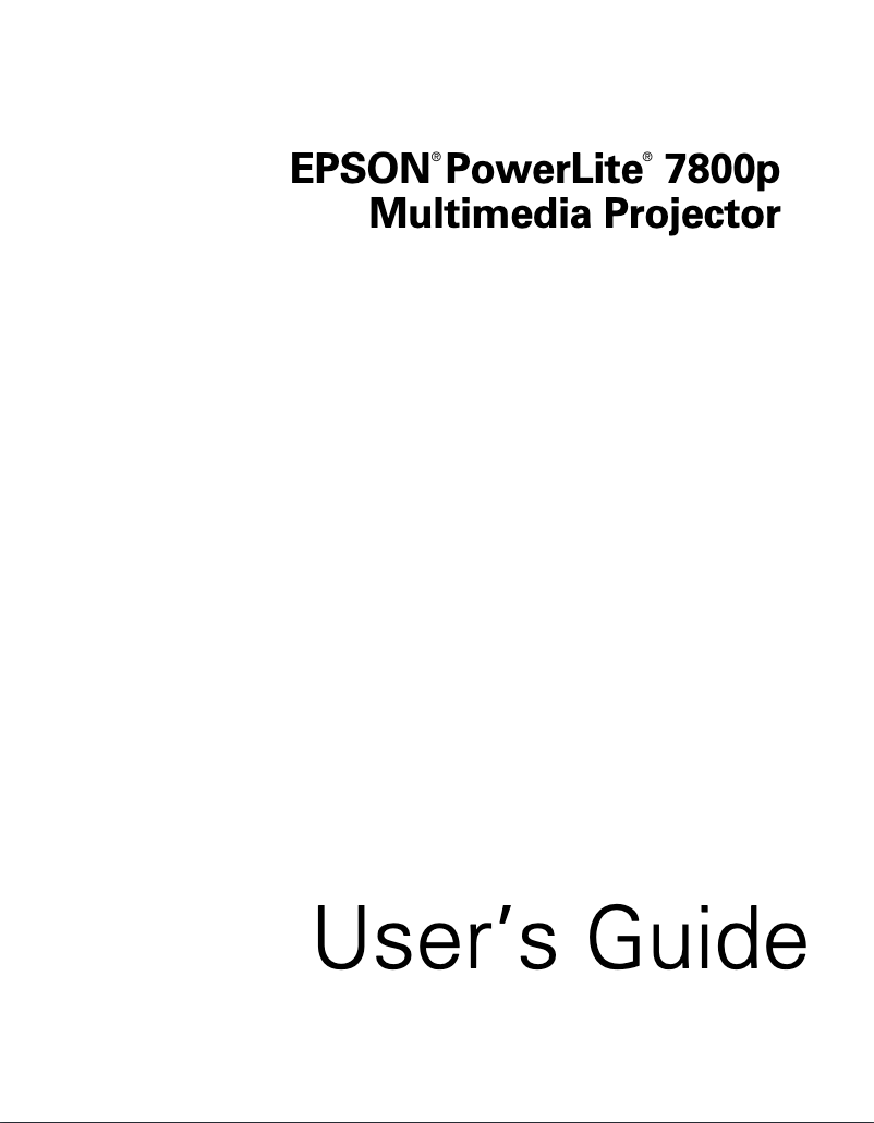 Page 1 de la notice Manuel utilisateur Epson PowerLite 7800pNL
