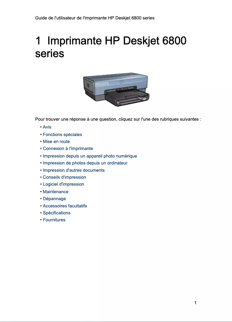 Page 1 de la notice Manuel utilisateur HP Deskjet 6840