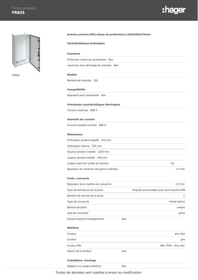 Image de la première page du manuel de l'appareil FR82S