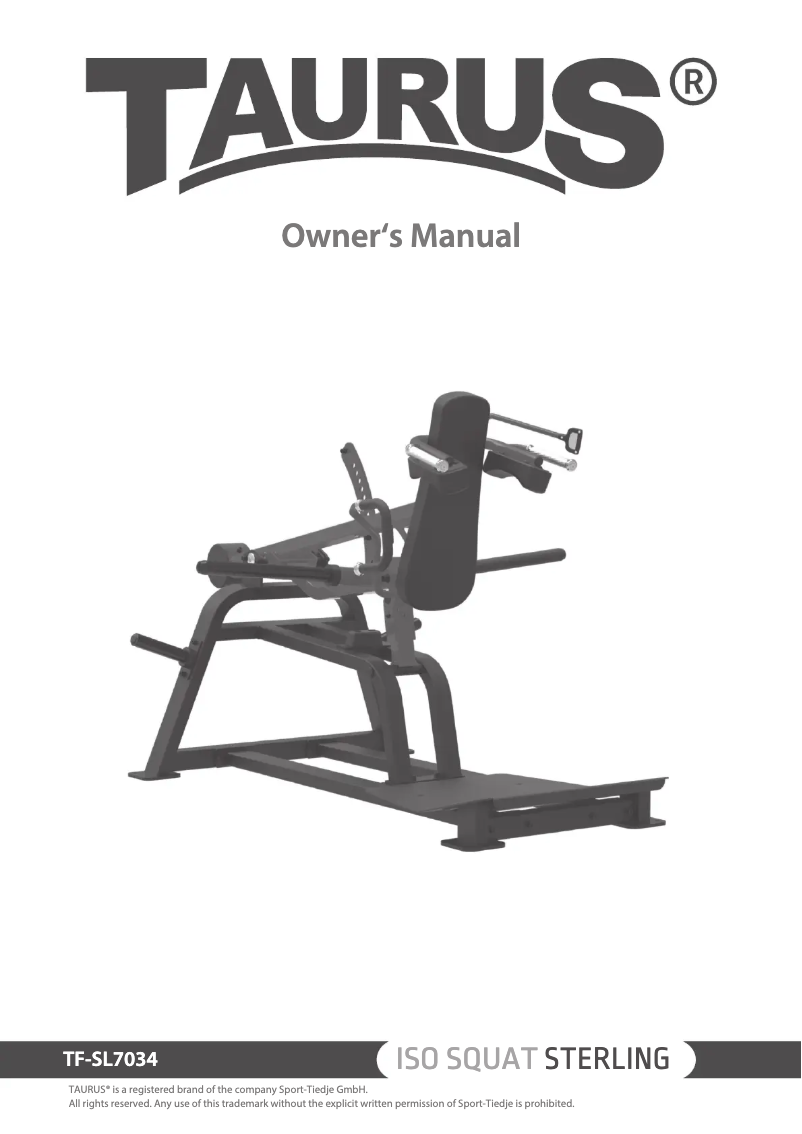Page 1 de la notice Manuel utilisateur Taurus V-Squat Sterling
